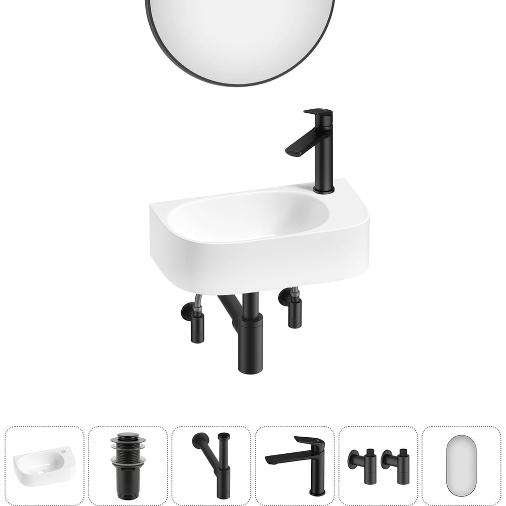Комплект Wellsee 6 в 1 Lavinia Boho Bathroom Sink накладная/подвесная раковина 40x22 см 20219738R