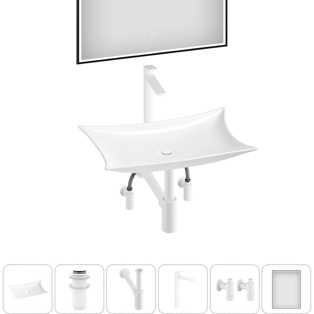 Изображение товара Комплект накладной раковины Lavinia Boho 6 в 1 с смесителем и аксессуарами