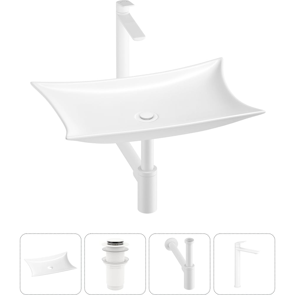 Изображение товара Комплект накладной раковины Wellsee 4 в 1 Lavinia Boho 59x39 см с смесителем