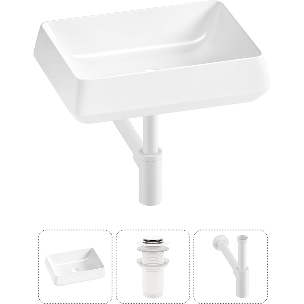 Изображение товара Комплект накладной раковины Wellsee Lavinia Boho 50x38 см с сифоном