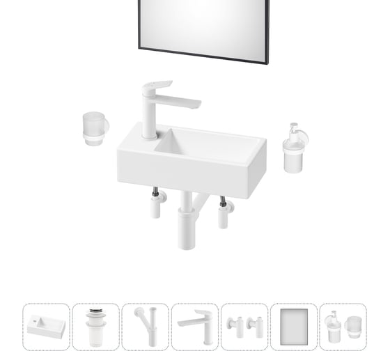 Изображение товара Комплект Wellsee 7 в 1 Lavinia Boho Bathroom Sink накладная/подвесная раковина 40x20 см 20219590R