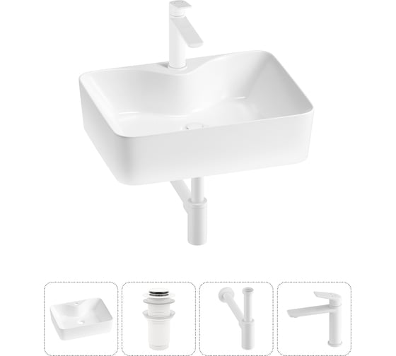 Изображение товара Комплект Wellsee 4 в 1 Lavinia Boho Bathroom Sink накладная раковина 48x37 см 3331110 20215266R