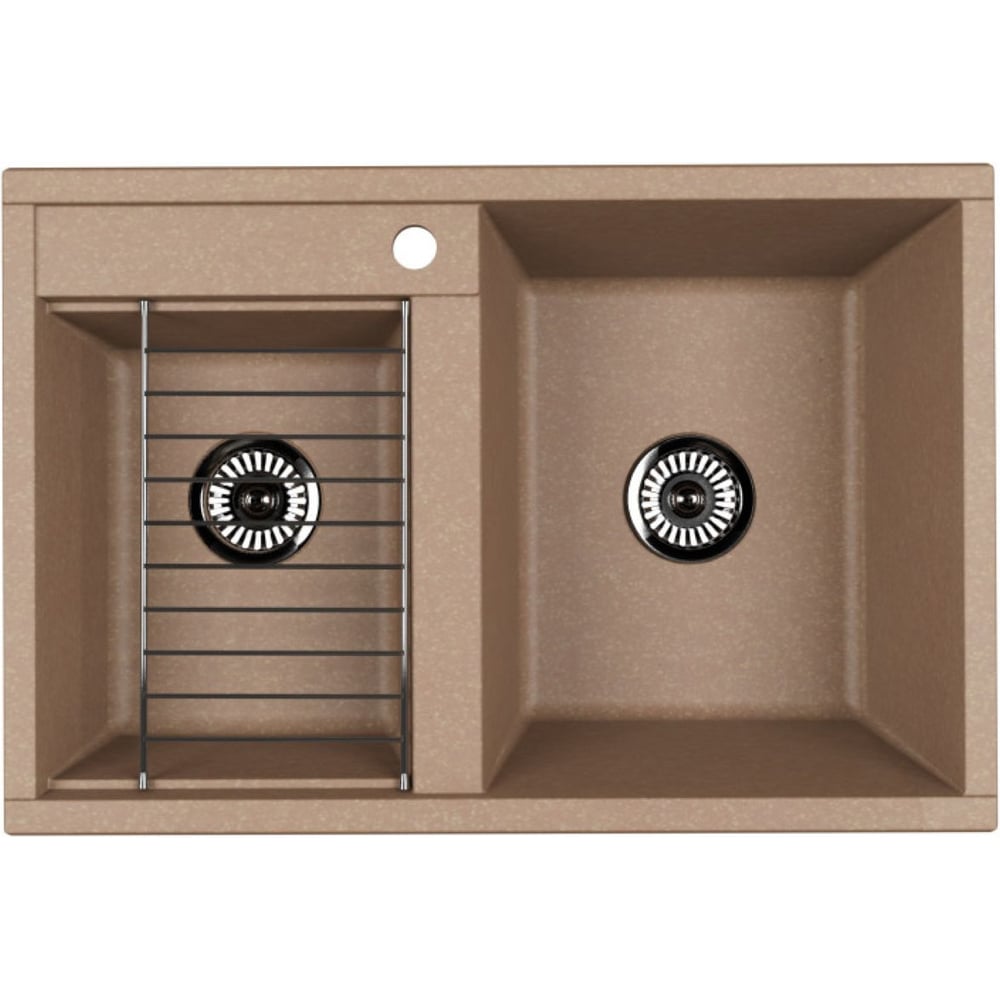 Изображение товара Мойка для кухни AQUATON Делия 78 DBL 2 чаши латте врезная из литьевого мрамора