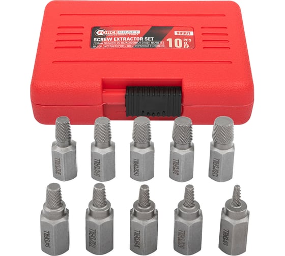 Изображение товара Головки-экстракторы для извлечения поврежденных болтов/гаек, набор 10 предметов Forcekraft FK-909U1(65762)