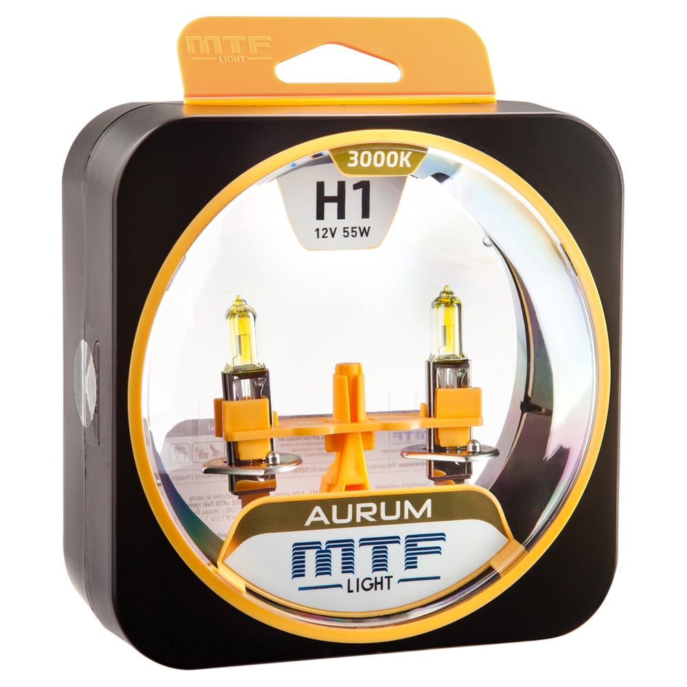 Изображение товара Галогенные автолампы серия AURUM H1 12V 55W комплект 2 шт желтый