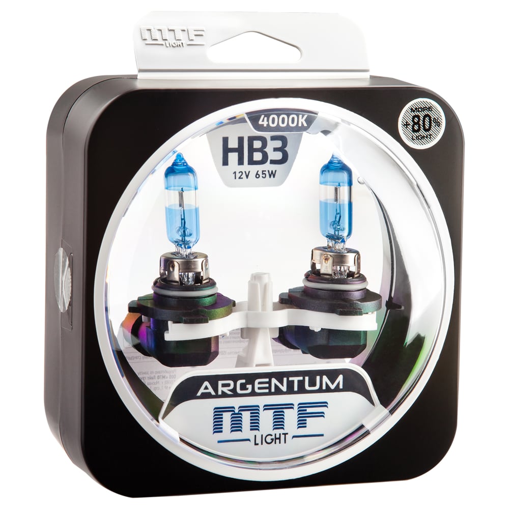 Изображение товара Галогенные автолампы серия ARGENTUM +80_ HB3(9005), 12V, 65W, комп. MTF Light H8A12B3