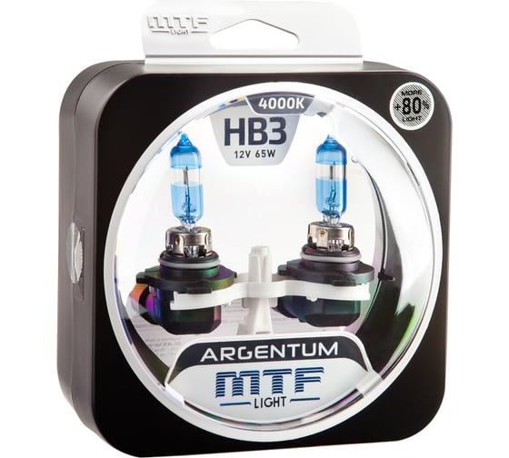 Изображение товара Галогенные автолампы серия ARGENTUM +80_ HB3(9005), 12V, 65W, комп. MTF Light H8A12B3