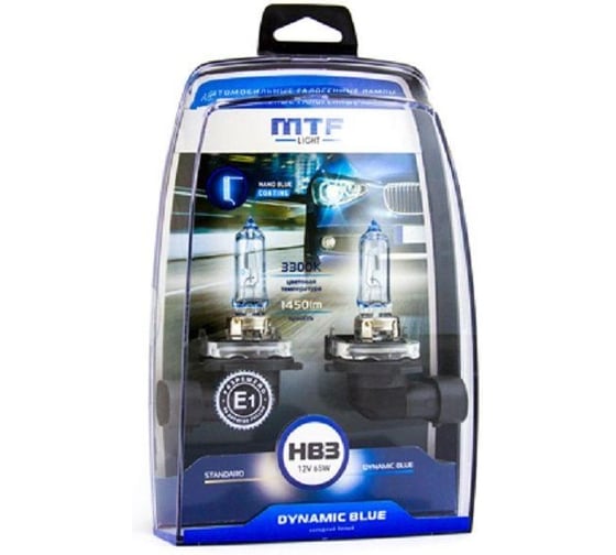 Изображение товара Галогенные автолампы серия DYNAMIC BLUE HB3(9005), 12V, 65W, комп. MTF Light HDB12B3