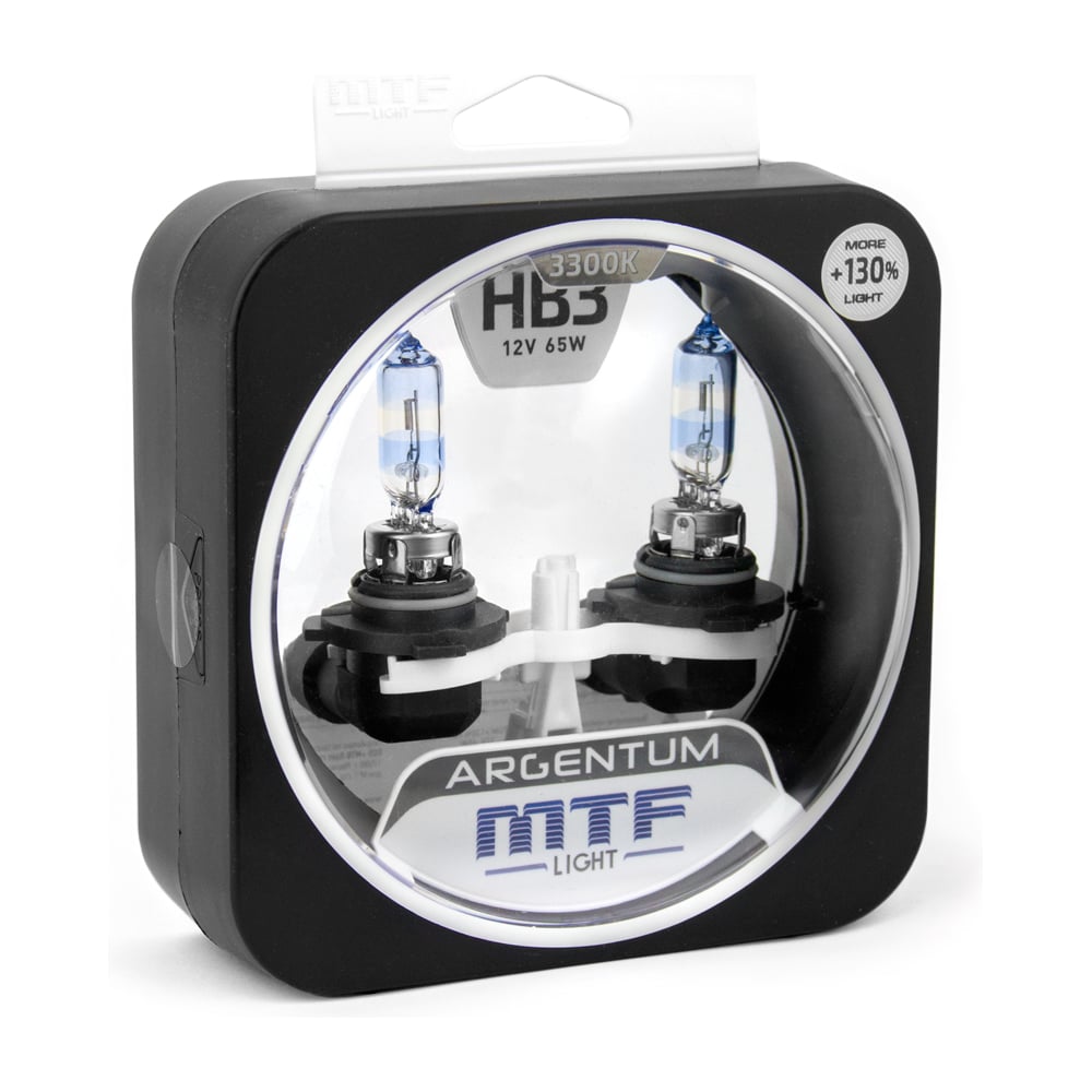 Изображение товара Галогенные автолампы серия ARGENTUM +130_ HB3(9005), 12V, 65W, комп. MTF Light H3A12B3
