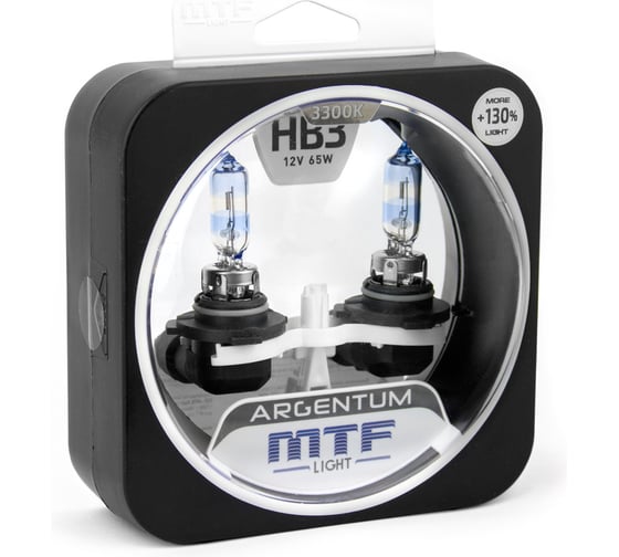 Изображение товара Галогенные автолампы серия ARGENTUM +130_ HB3(9005), 12V, 65W, комп. MTF Light H3A12B3