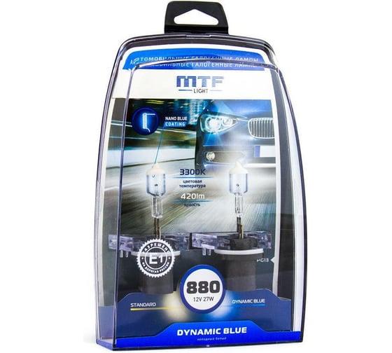 Изображение товара Галогенные автолампы серия DYNAMIC BLUE H27(880), 12V, 27W, комп. MTF Light HDB1280