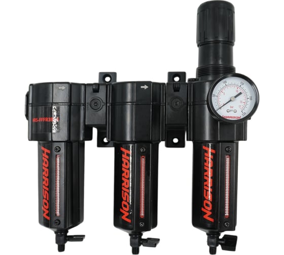 Изображение товара Блок подготовки с фильтром HARRISON 40 мкм, фильтром 25 мкм, фильтром 5 мкм и регулятором 1/2', 3964 л/мин. HRS-FFFR3964