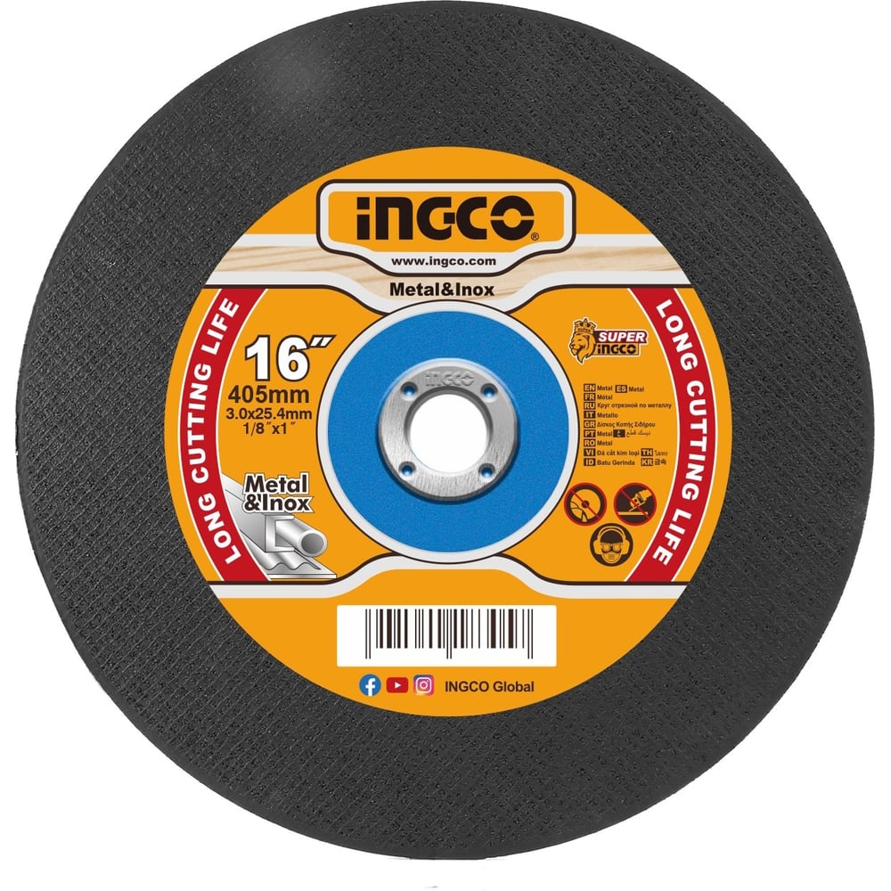 Изображение товара Круг отрезной INGCO 405 мм по металлу нержавеющей стали и алюминию