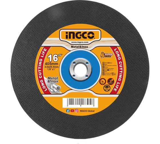 Изображение товара Круг отрезной INGCO 41 405x3.0x25.4 A 30 RBF Metal MCD304051