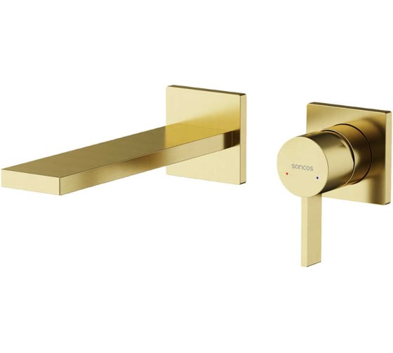 Изображение товара Смеситель для раковины Sancos Linn c внутренней частью, брашированное золото, PVD покрытие SC9021BG