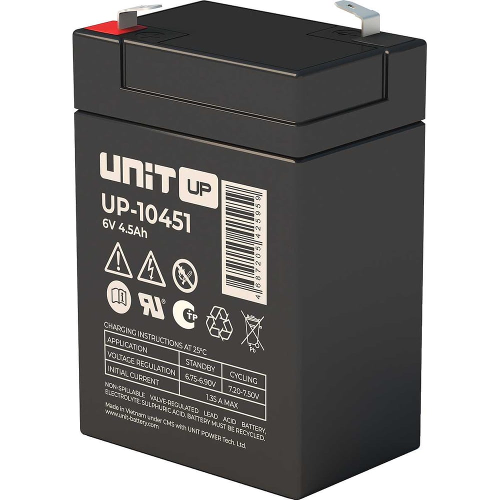 Изображение товара Аккумуляторная батарея UNIT UP-10451 (6В-4.5Ач) UP10451