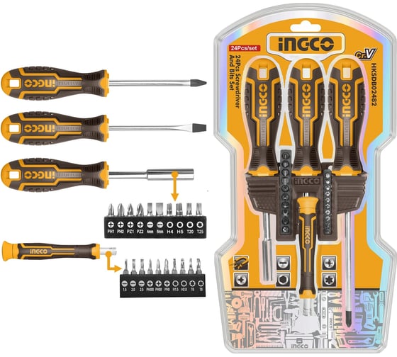 Изображение товара Набор отверток и бит INGCO 24 шт HKSDB02482