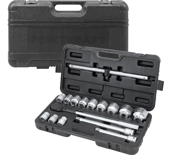 Изображение товара Набор инструментов Forcekraft 16 предметов 3/4''6гр. (17,19,21,24,27,30,32,33,36,41,46,50), в кейсе FK-6161-5(64495)