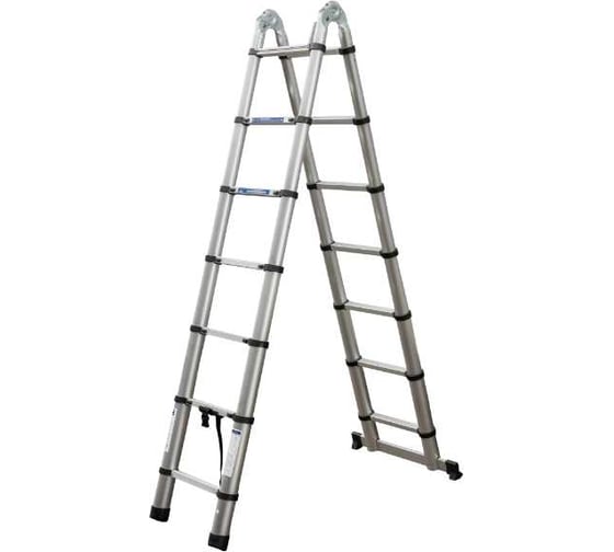 Изображение товара Лестница-стремянка телескопическая Scheppach алюминиевая, бытовая, 1.9+1.9 м, (6+6 ступеней) Sch-UP190-M(65703)