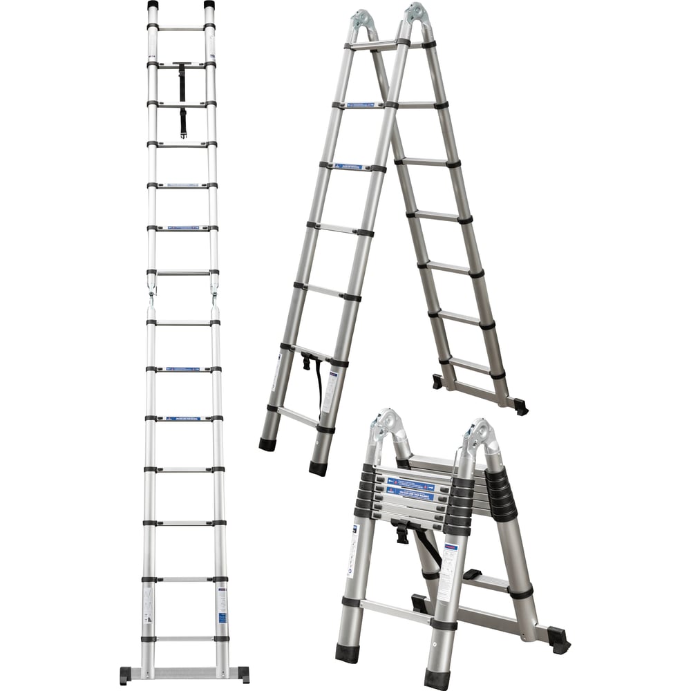 Изображение товара Телескопическая алюминиевая лестница Scheppach 2.2+2.2 м 7+7 ступеней