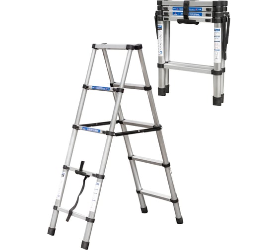 Изображение товара Стремянка телескопическая Scheppach алюминиевая, бытовая, 1.4 м, (5+5 ступеней) Sch-UP140-2(65705)