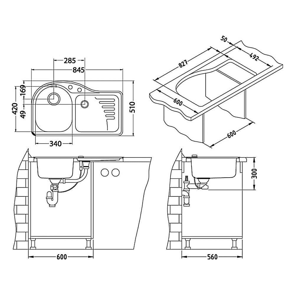 Изображение товара Мойка ALVEUS FUTUR 40 R MONARCH GOLD 845x510 врезная из нержавеющей стали