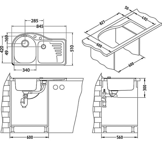 Изображение товара Мойка ALVEUS FUTUR 40 R MONARCH GOLD 845x510, в комплекте с сифоном 1070750