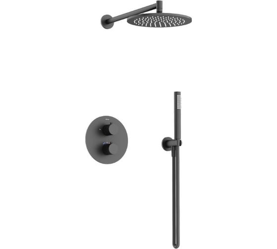 Изображение товара Душевой комплект с термостатом Sancos Etna, с внутренней частью, черный матовый, арт. SC9010MB