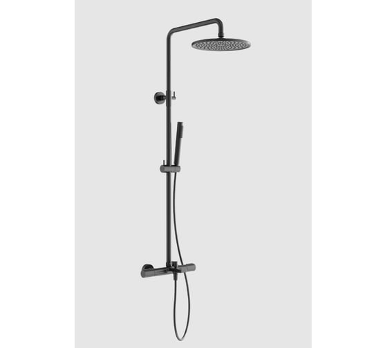 Изображение товара Душевая стойка Sancos с термостатом и изливом Etna, вороненая сталь, арт. SC9008GG