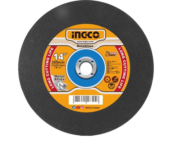 Изображение товара Круг отрезной INGCO 41 355x3х25.4 A 30 RBF Metal MCD303551