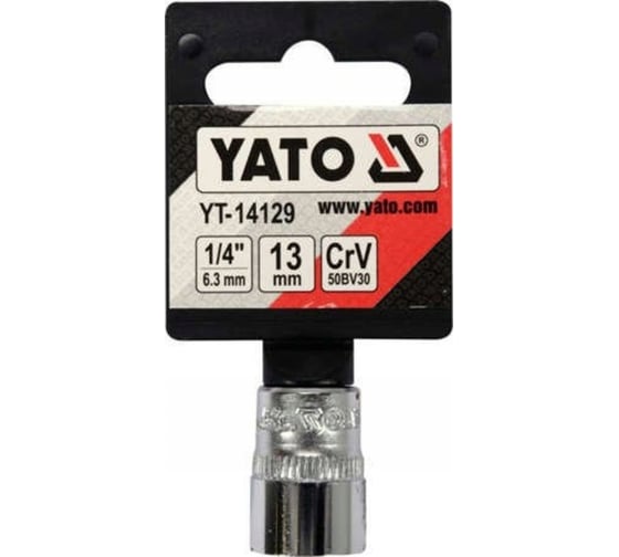 Изображение товара Головка торцовая короткая 6 гранная (13 мм; CrV; 1/4DR) YATO YT-14129