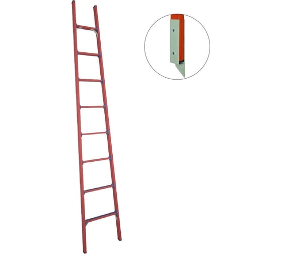 Изображение товара Стеклопластиковая приставная диэлектрическая лестница Антиток мягкий грунт ЛСПД-3.0 Евро Мг 471553