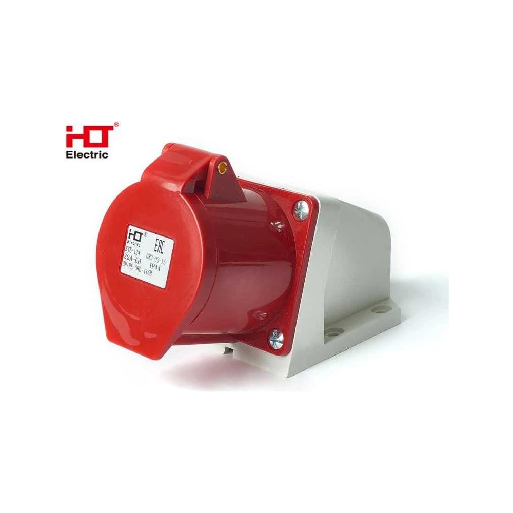 Изображение товара Розетка стационарная 3Р+РЕ 32А 380В IP44 нейлоновая для монтажа на стену