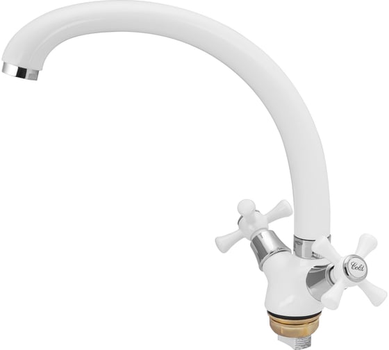 Изображение товара Смеситель для кухни Ekko с гайкой, белый E42332