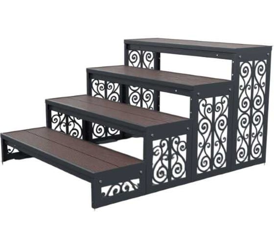 Изображение товара Крыльцо к дому АрсеналЪ 4 ступени Классика ДПК (уличная лестница, приступок, входная лестница) серия ARSENAL AVANT мод. AR18V4167O9-06