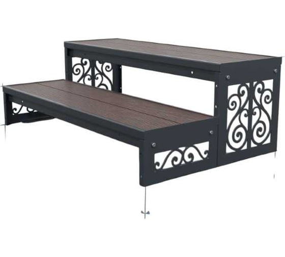 Изображение товара Крыльцо к дому АрсеналЪ 2 ступени Классика ДПК (уличная лестница, приступок, входная лестница) серия ARSENAL AVANT мод. AR18V4127O9-06