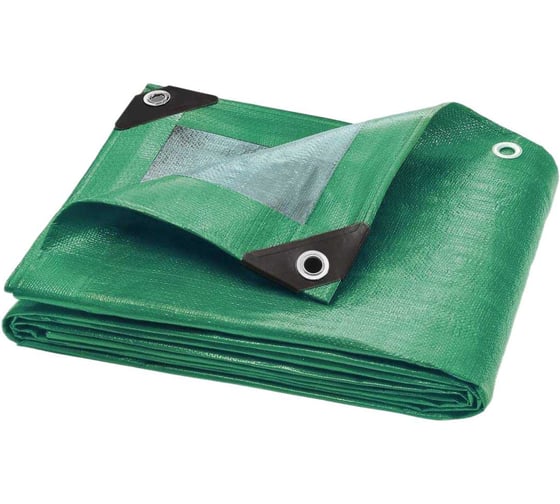 Изображение товара Тент (полог) ЯрПолог тарпаулин 120, 15x20 м, с люверсами, цвет зеленый/серебро tarp_15x20_krepl_120gr