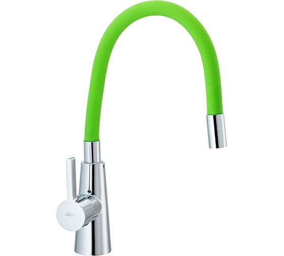 Изображение товара Смеситель для кухни Ekko гибкий излив, с гайкой, салатовый E4205-E52