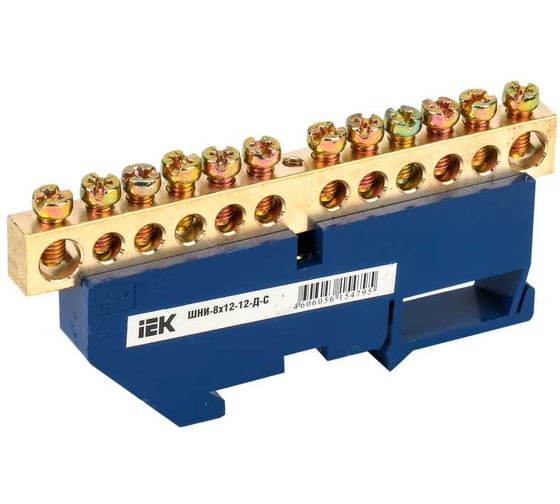 Изображение товара Шина IEK N ноль на DIN-изолятор ШНИ-8x12-12-Д-С YNN10-812-12D-K07