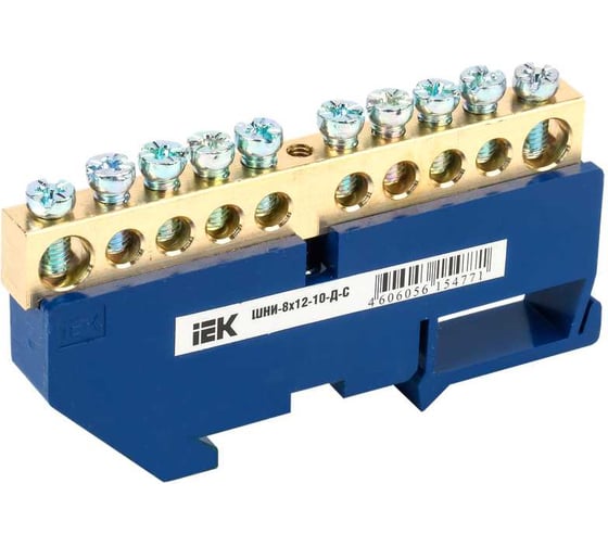 Изображение товара Шина IEK N ноль на DIN-изолятор ШНИ-8x12-10-Д-С YNN10-812-10D-K07