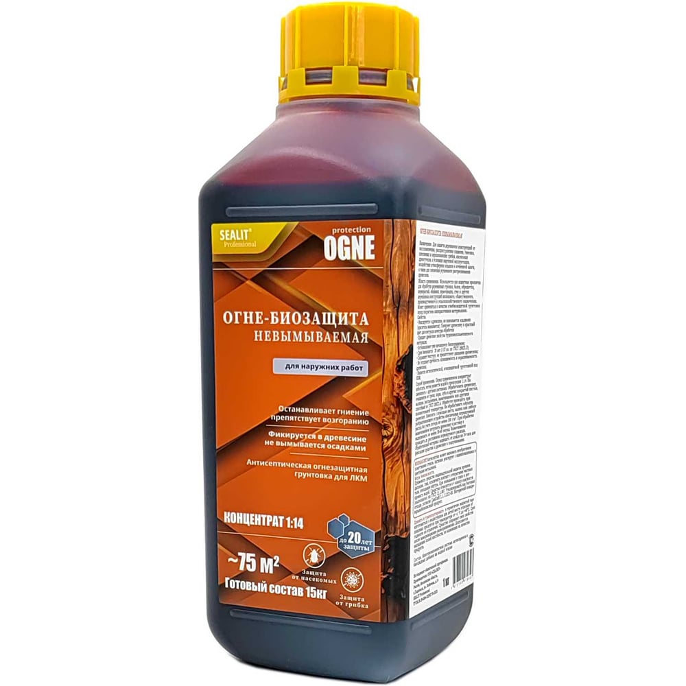Изображение товара Огне-биозащитная пропитка Sealit OGNE жидкий концентрат 1:14 1 кг для наружных работ