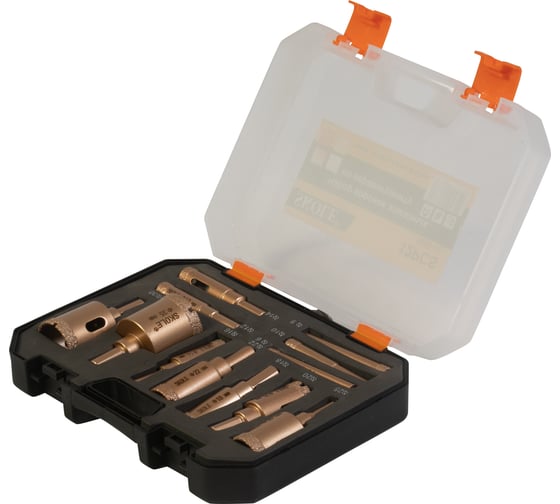 Изображение товара Набор коронок по керамограниту SKOLE (NK6) 6,8,10,12,14,16,18,20,22,25,30,35мм, 12шт/уп NK6-12