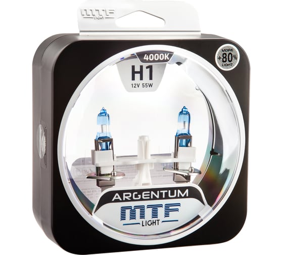 Изображение товара Галогенные автолампы MTF Light ARGENTUM +80_ H1, 12V, 55W, комп. H8A1201
