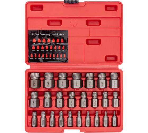 Изображение товара Головки-экстракторы для извлечения поврежденных болтов/гаек FORSTIME набор 25 предметов FT-630025B(65768)