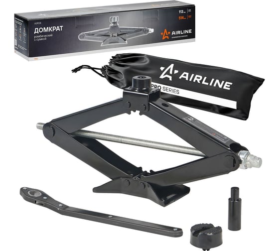 Изображение товара Домкрат ромбический AIRLINE 2т 113-514мм PRO (удлинитель, ручка трещотка) сумка AJR04