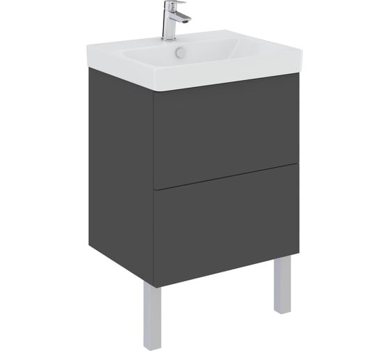 Изображение товара Тумба AQUATON Юнит 55 антрацит, Раковина Адриана 55 1A288201UN820