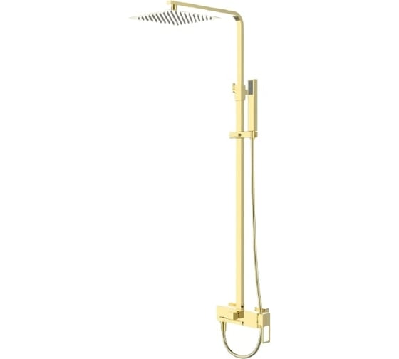 Изображение товара Душевая стойка со смесителем для ванны BELBAGNO LUCE с верхним и ручным душем, золото LUC-VSCM-ORO