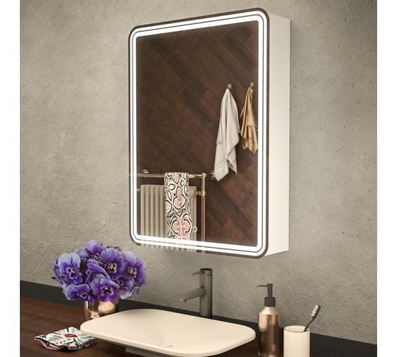 Изображение товара Зеркало шкаф MIXLINE "Адриана" 600x800 ШВ, правый, сенсорный выключатель, светодиодная подсветка 547076