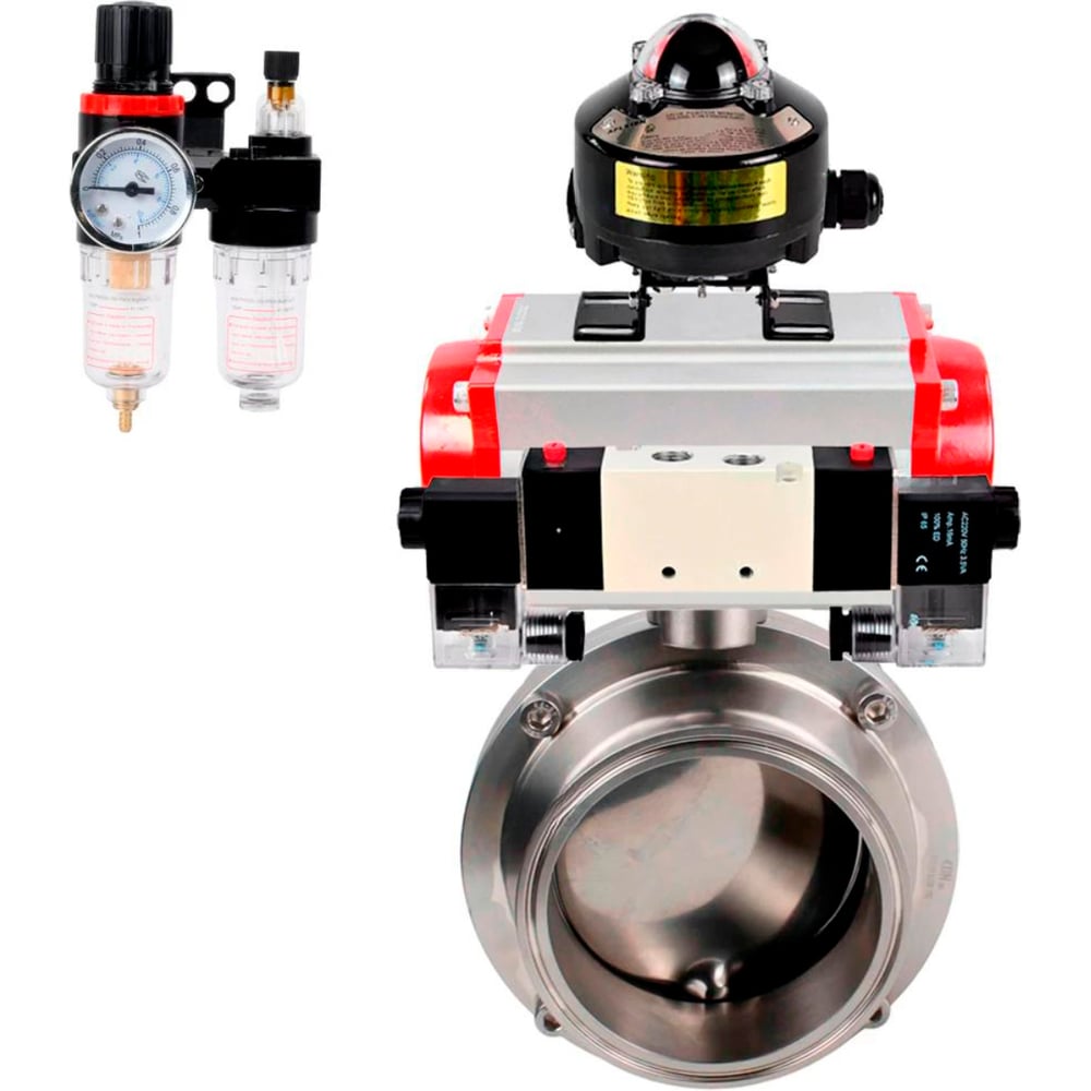 Изображение товара Затвор clamp 304-304-EPDM Ду20 Ру10 нержавеющая сталь пневмопривод