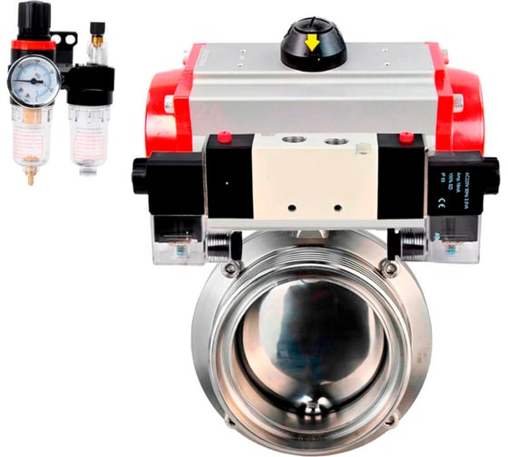 Изображение товара Затвор дисковый 304-304-EPDM Ду20 Ру10 пищ.нерж.сталь,пн.привод, пн.распр, БПВ DN.ru D050-75022